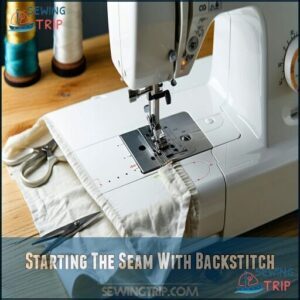 Starting The Seam With Backstitch