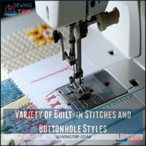 Variety of Built-in Stitches and Buttonhole Styles