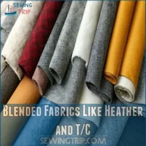 blended fabrics like heather and t/c