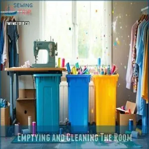 emptying and cleaning the room