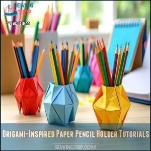 Origami-Inspired Paper Pencil Holder Tutorials