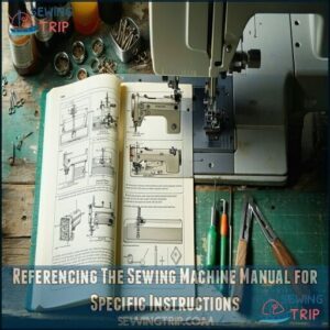 Referencing The Sewing Machine Manual for Specific Instructions