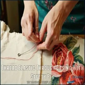 Thread Elastic Through Casing With Safety Pin