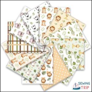 Whaline 12Pcs Safari Cotton Fabric