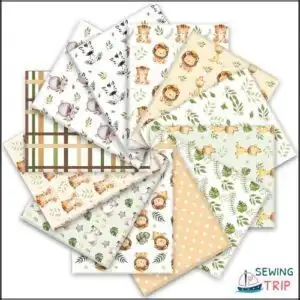 Whaline 12Pcs Safari Cotton Fabric