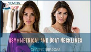 asymmetrical and boat necklines