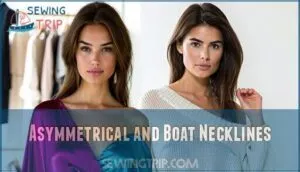 asymmetrical and boat necklines asymmetrical and boat necklines