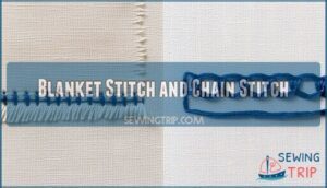 blanket stitch and chain stitch