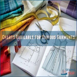 charts available for various garments