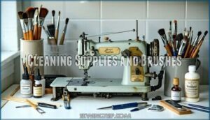 cleaning supplies and brushes