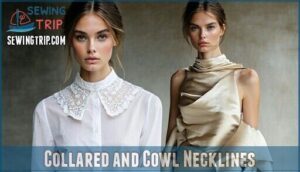 collared and cowl necklines