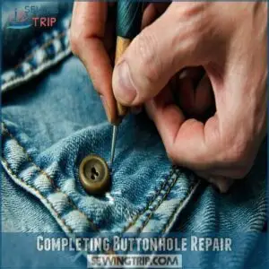 completing buttonhole repair