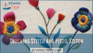 couching stitch and pistil stitch