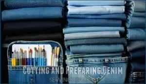 cutting and preparing denim