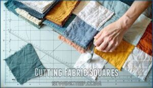 cutting fabric squares