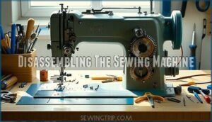 disassembling the sewing machine