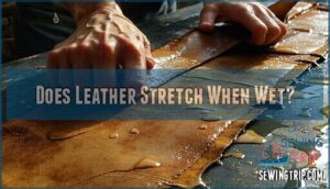 does leather stretch when wet
