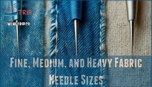 fine, medium, and heavy fabric needle sizes