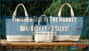 finished size of the market bag/basket - 3 sizes!