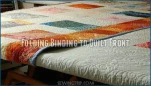 folding binding to quilt front