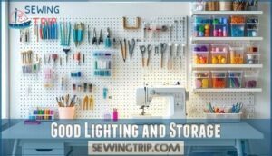 good lighting and storage