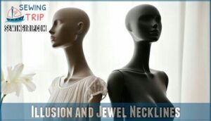 illusion and jewel necklines