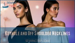 keyhole and off shoulder necklines