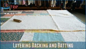 layering backing and batting layering backing and batting