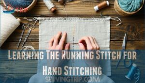 learning the running stitch for hand stitching