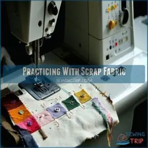 practicing with scrap fabric