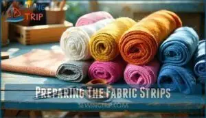 preparing the fabric strips