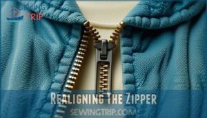 realigning the zipper