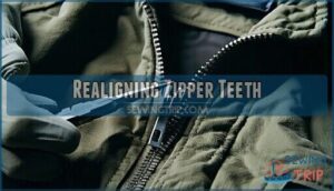 realigning zipper teeth