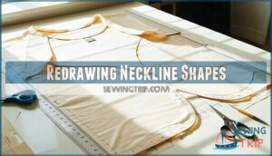 redrawing neckline shapes