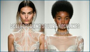 scalloped and square necklines