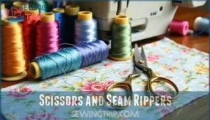 scissors and seam rippers