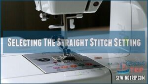 selecting the straight stitch setting