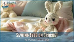 sewing eyes on crochet