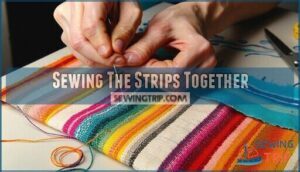 sewing the strips together