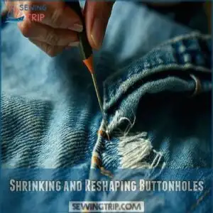 shrinking and reshaping buttonholes