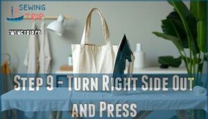 step 9 - turn right side out and press