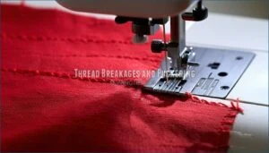 thread breakages and puckering