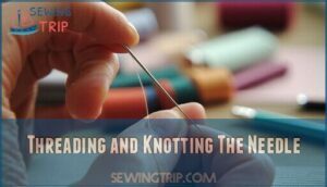 threading and knotting the needle