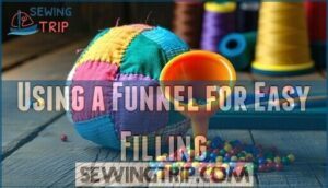 using a funnel for easy filling