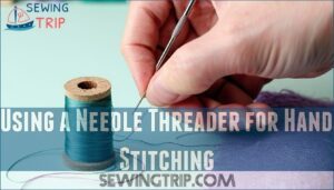 using a needle threader for hand stitching