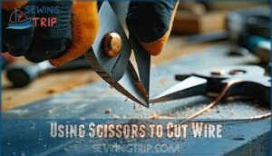 using scissors to cut wire