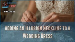 adding an illusion neckline to a wedding dress