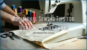 additional sewing tips for working with canvas