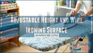 adjustable height and wide ironing surface