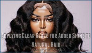 applying clear glaze for added shine to natural hair